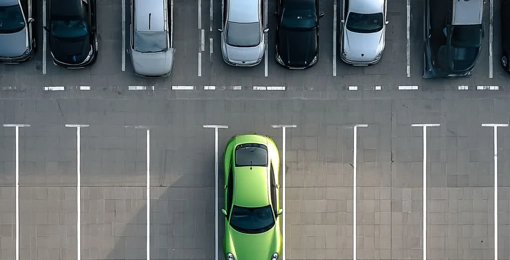 voiture verte vue de haut